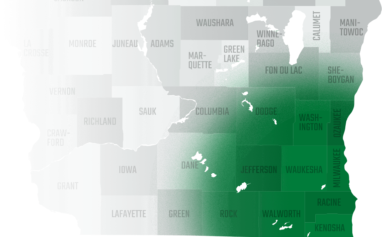 LeafFilter service area includes all of Southeast Wisconsin towns and cities